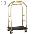 Carts :: Hotel carts :: Brass cases carrier with hanger with black moquette